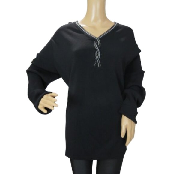 Eugen Klein Sequins Black Long Sleeve Sweater - Picture 2 of 7